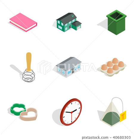 Home environment icons set, isometric style Home environment icons set, isometric style 40680303