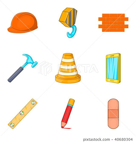 Home repair icons set, cartoon style Home repair icons set, cartoon style 40680304