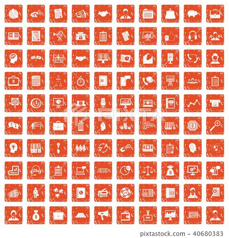 100 business people icons set grunge orange 100 business people icons set grunge orange 40680383