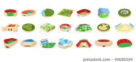 Sport arena icon set, cartoon style 40680384