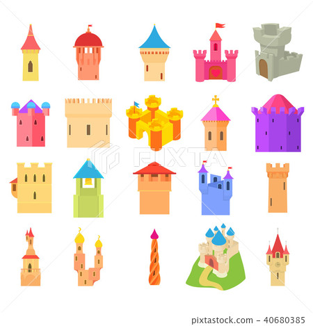 Castle icon set, cartoon style 40680385