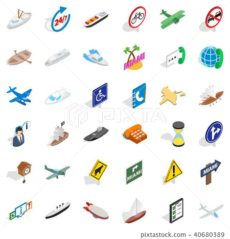Highway icons set, isometric style Highway icons set, isometric style 40680389
