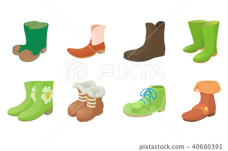 Boots icon set, cartoon style 40680391