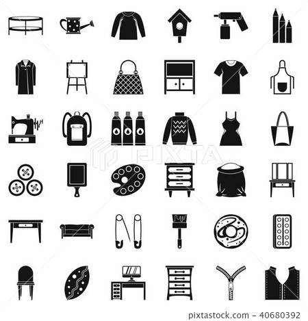 Embroidery icons set, simple style Embroidery icons set, simple style 40680392