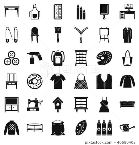 Sewing icons set, simple style 40680402