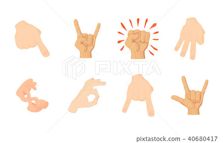 Hand sign icon set, cartoon style Hand sign icon set, cartoon style 40680417