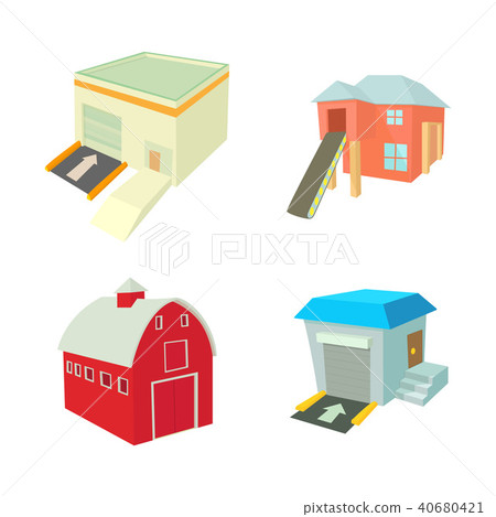 Warehouse icon set, cartoon style 40680421