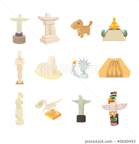 Statue icon set, cartoon style Statue icon set, cartoon style 40680493
