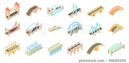 Bridge icon set, cartoon style Bridge icon set, cartoon style 40680495