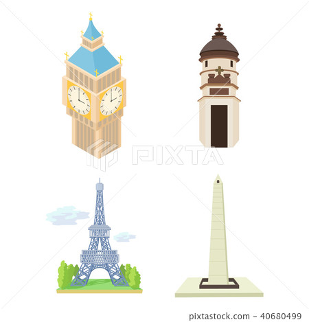 Hystorical tower icon set, cartoon style Hystorical tower icon set, cartoon style 40680499