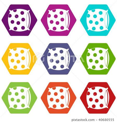 Pillow with dots icon set color hexahedron 40680555