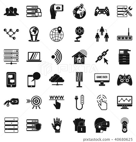 Television network icons set, simple style Television network icons set, simple style 40680625