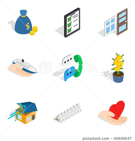 Modern home icons set, isometric style - Stock Illustration [40680647 ...