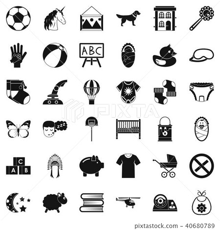 Preschool establishment icons set, simple style 40680789
