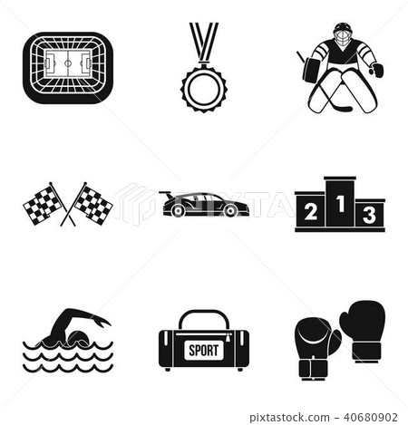 Sportsmanlike icons set, simple style Sportsmanlike icons set, simple style 40680902