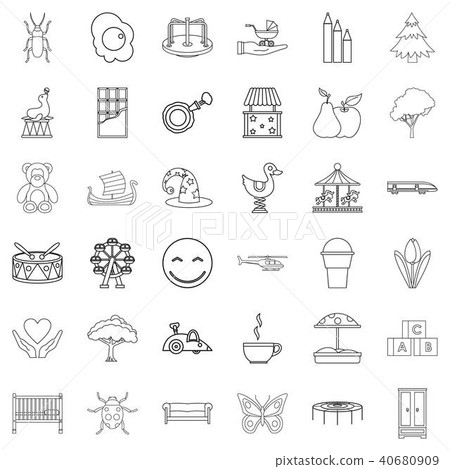 Caregiver icons set, outline style Caregiver icons set, outline style 40680909