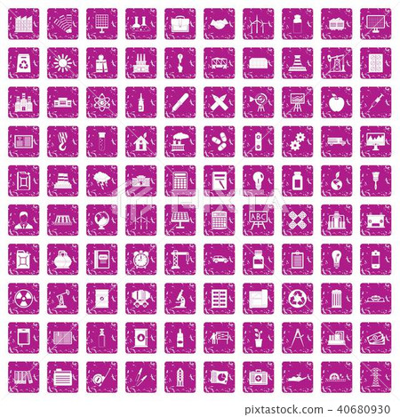 100 company icons set grunge pink 100 company icons set grunge pink 40680930