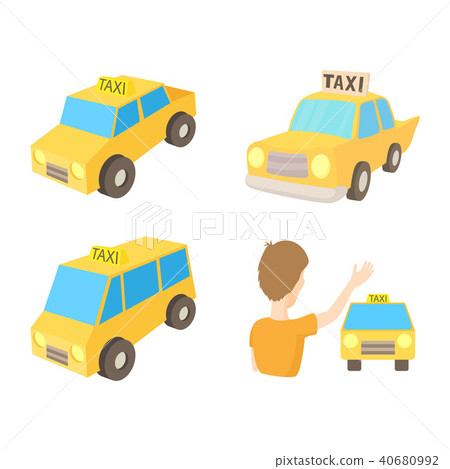 Taxi car icon set, cartoon style 40680992