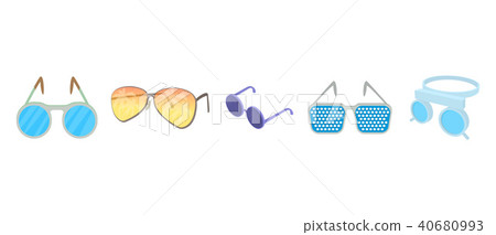 Glasses icon set, cartoon style Glasses icon set, cartoon style 40680993