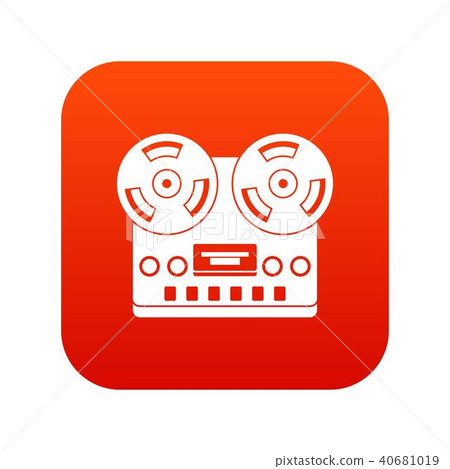 Retro tape recorder icon digital red Retro tape recorder icon digital red 40681019