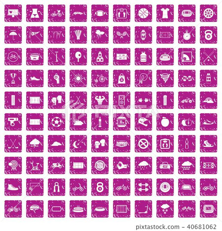 100 cycling icons set grunge pink 100 cycling icons set grunge pink 40681062