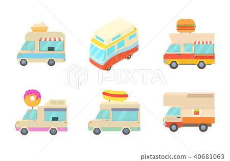 Minivan icon set, cartoon style Minivan icon set, cartoon style 40681063