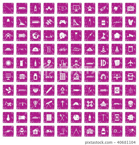 100 development icons set grunge pink 100 development icons set grunge pink 40681104