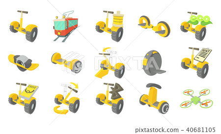 City transport icon set, cartoon style City transport icon set, cartoon style 40681105