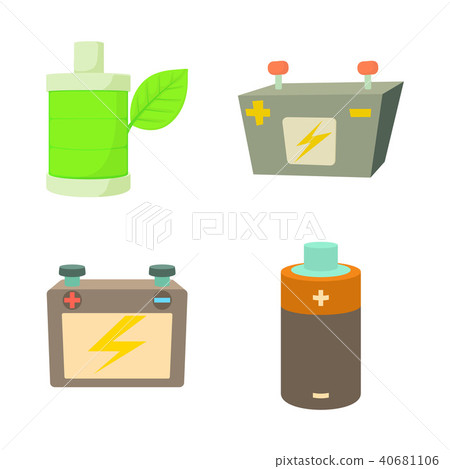 Battery icon set, cartoon style Battery icon set, cartoon style 40681106