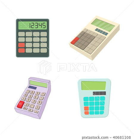 Calculator icon set, cartoon style 40681108