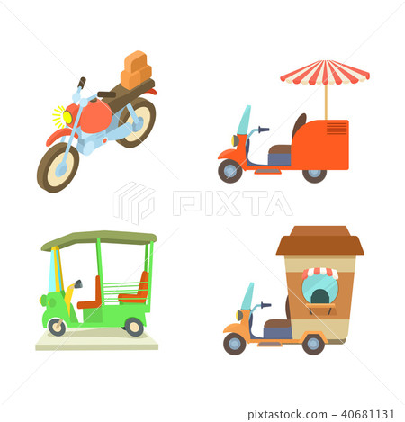 Motobike icon set, cartoon style Motobike icon set, cartoon style 40681131