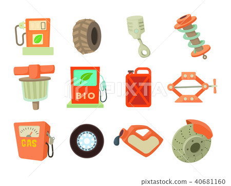 Car tools icon set, cartoon style Car tools icon set, cartoon style 40681160