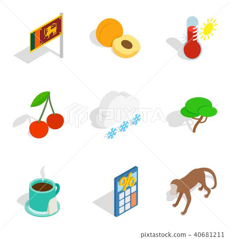 Srilanka icons set, isometric style 40681211
