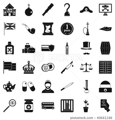 Offence icons set, simple style 40681286