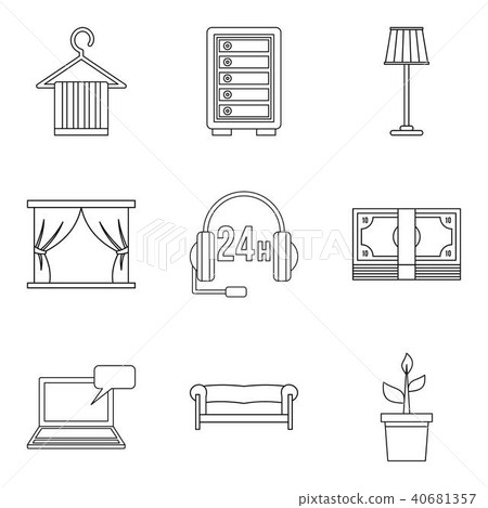 Boardinghouse icons set, outline style 40681357
