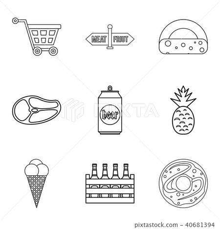 Gastronomy market icons set, outline style Gastronomy market icons set, outline style 40681394