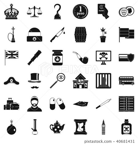 Insult icons set, simple style 40681431
