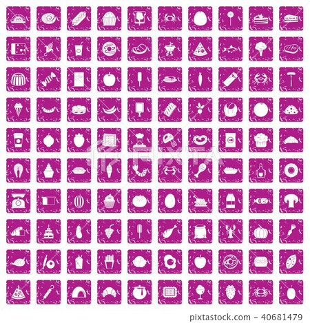 100 favorite food icons set grunge pink 100 favorite food icons set grunge pink 40681479