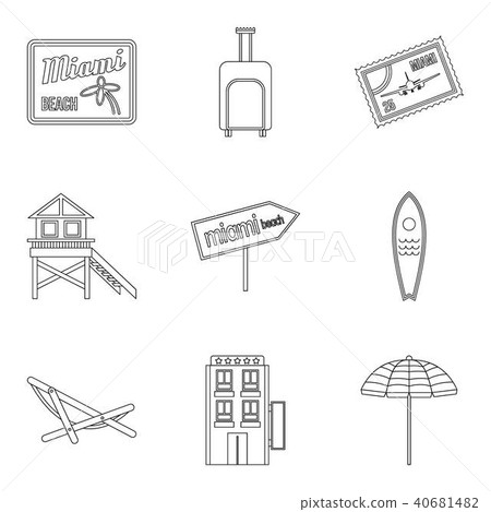 Water paradise icons set, outline style 40681482