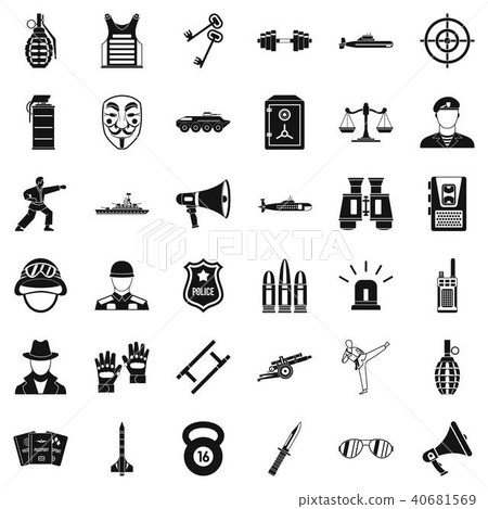 Militia officer icons set, simple style 40681569