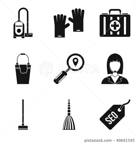 Cleaning room icons set, simple style Cleaning room icons set, simple style 40681585