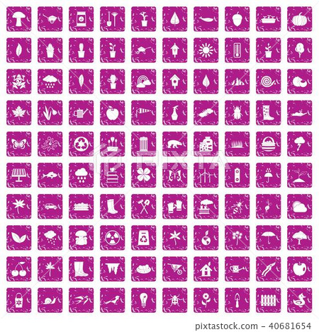 100 garden stuff icons set grunge pink 100 garden stuff icons set grunge pink 40681654