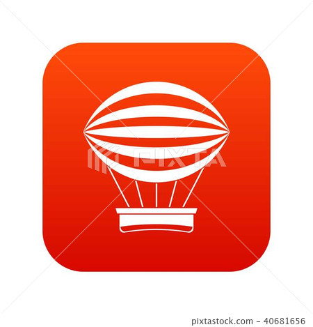 Striped retro hot air balloon icon digital red - Stock Illustration ...