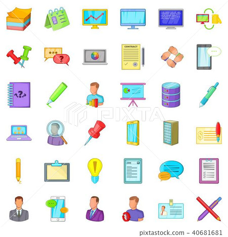 Bookkeeping icons set, cartoon style Bookkeeping icons set, cartoon style 40681681