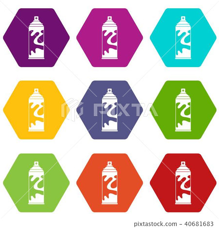 Colored spray icon set color hexahedron 40681683