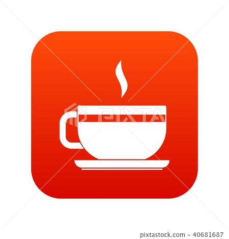 Tea cup and saucer icon digital red Tea cup and saucer icon digital red 40681687