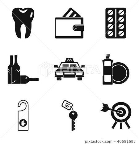 Maintenance of the hotel icons set, simple style 40681693