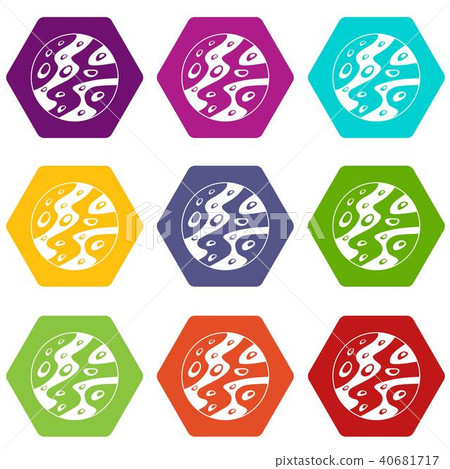 Moon icon set color hexahedron Moon icon set color hexahedron 40681717