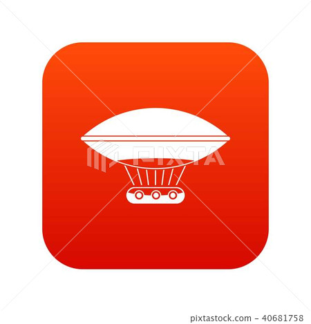 Hot air balloon with gondola basket icon digital red Hot air balloon with gondola basket icon digital red 40681758