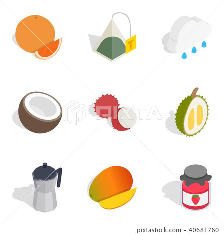 Evening tea icons set, isometric style Evening tea icons set, isometric style 40681760